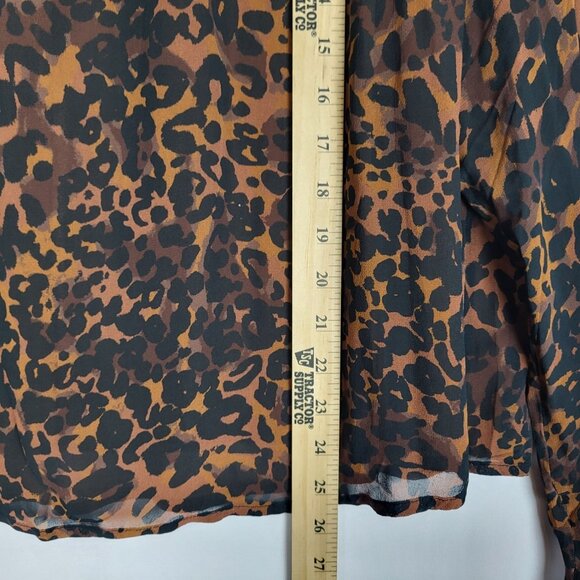 Maeve Anthropologie Animal Print Blouse Top Women's 1X Brown Black Flared Sleeve - Picture 9 of 16